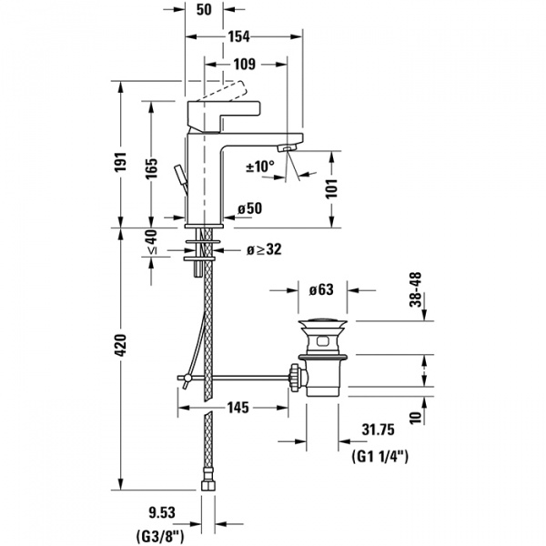 Фото смеситель для раковины duravit d-neo de1020001010