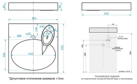 Фото раковина подвесная azario elegance 59.2 см cs00078300