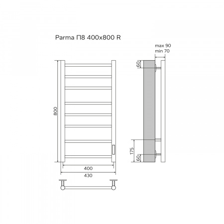 Фото электрический полотенцесушитель azario parma 40x80 см цвет: хром az10848