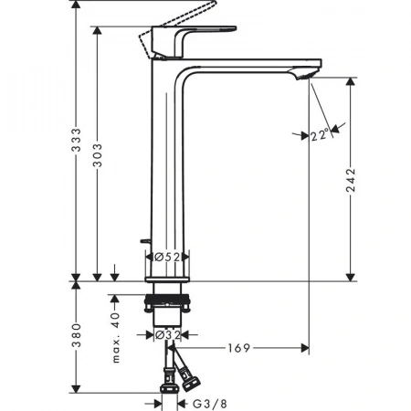 Фото смеситель для раковины hansgrohe rebris s 72580000