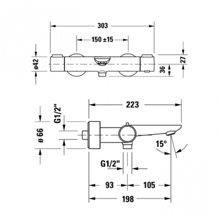 Фото смеситель для ванны duravit wave wa5220000046 / wa5220000c46