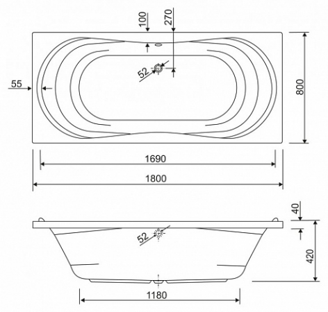 Фото акриловая ванна cezares apollo 180x90 см