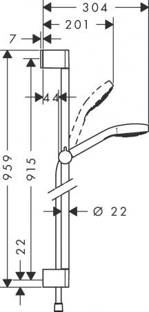 Фото душевой гарнитур hansgrohe croma select e 1jet 26594400