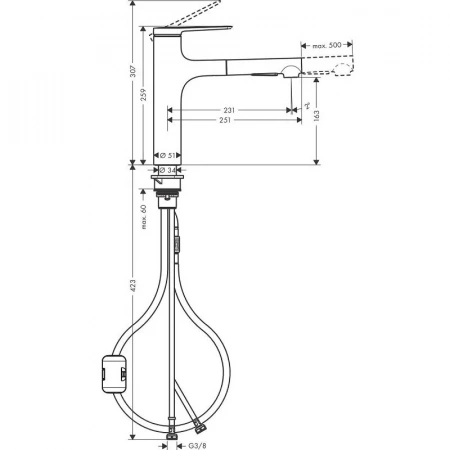 Фото смеситель для кухонной мойки hansgrohe zesis 74801670