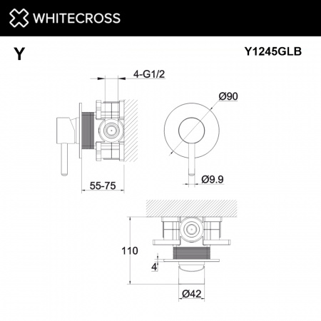 Фото встраиваемый смеситель для душа whitecross y y1245glb, цвет: золото