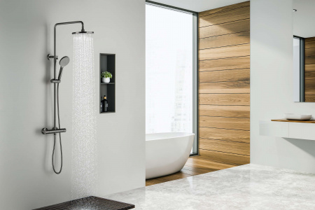 Фото душевая стойка акватек европа aq2343bgm цвет: сталь
