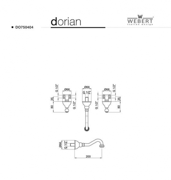 Фото смеситель для раковины webert dorian, цвет: бронза do 750404