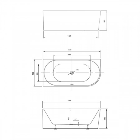 Фото акриловая ванна vincea 150x75 см vbt-402-1500l