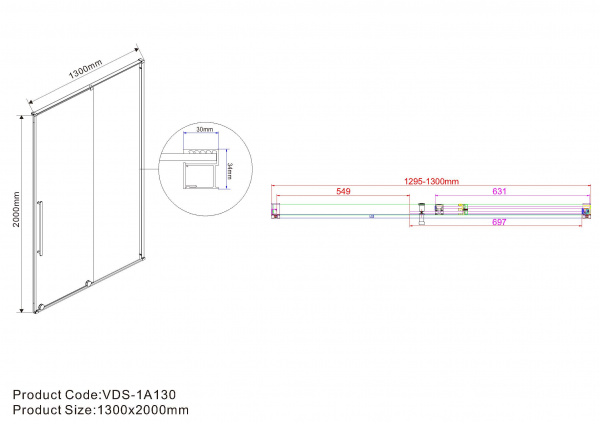 Фото душевая дверь vincea arno 130 см vps-1a130cl