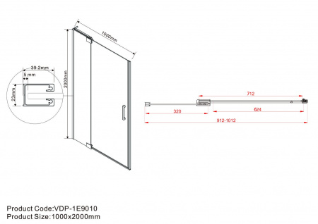 Фото душевая дверь vincea extra 100 см vdp-1e9010clb