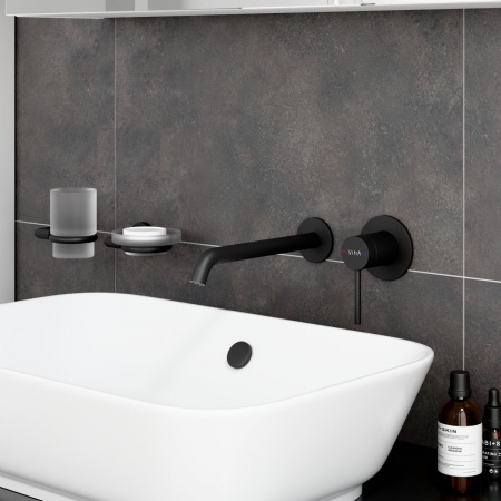 Фото встраиваемый смеситель для раковины vitra minimax round a4354936exp цвет черный