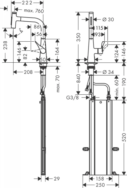 Фото смеситель для кухонной мойки hansgrohe metris select 73817800