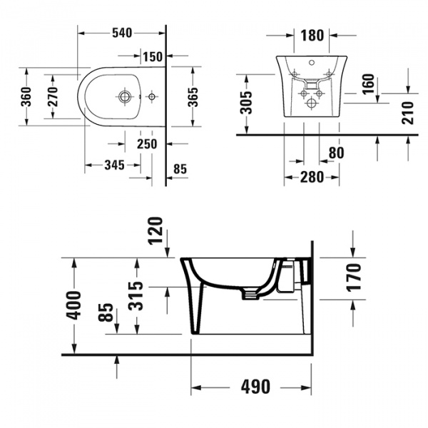 Фото биде подвесное duravit white tulip 54 см 2293150000