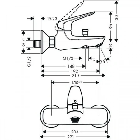 Фото смеситель для ванны hansgrohe novus loop 71340000