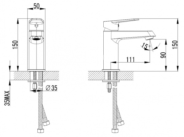 Фото смеситель для раковины azario castelo цвет: хром az-vjc168274c