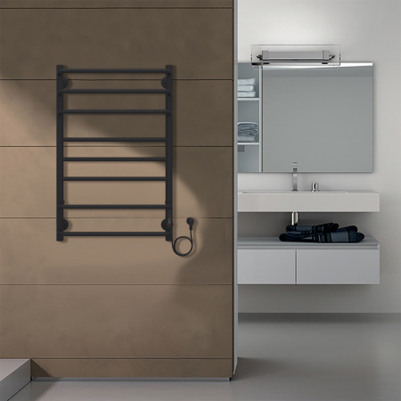Фото электрический полотенцесушитель azario milan 50x80 см цвет: черный az90858b