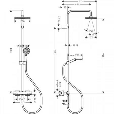 Фото душевая стойка hansgrohe vernis shape 26097000