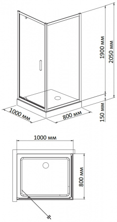 Фото душевое ограждение bandhours frenk/side/rectangular 810 100x80 см