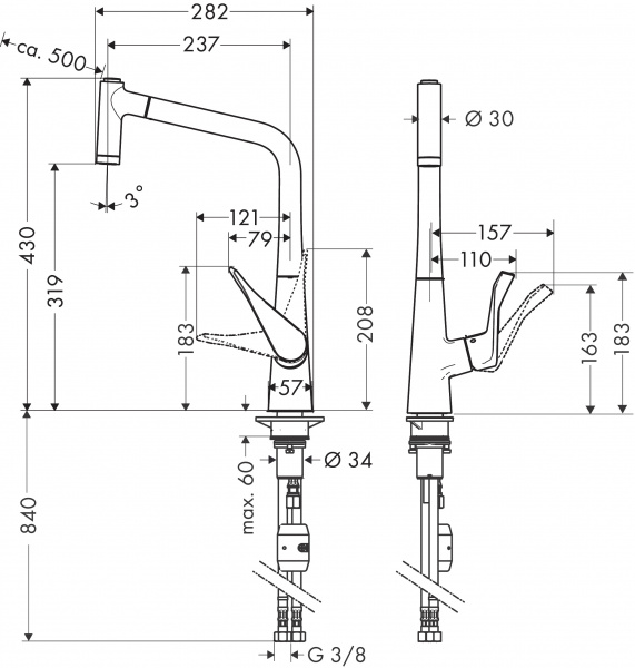 Фото смеситель для кухни hansgrohe metris 14820000