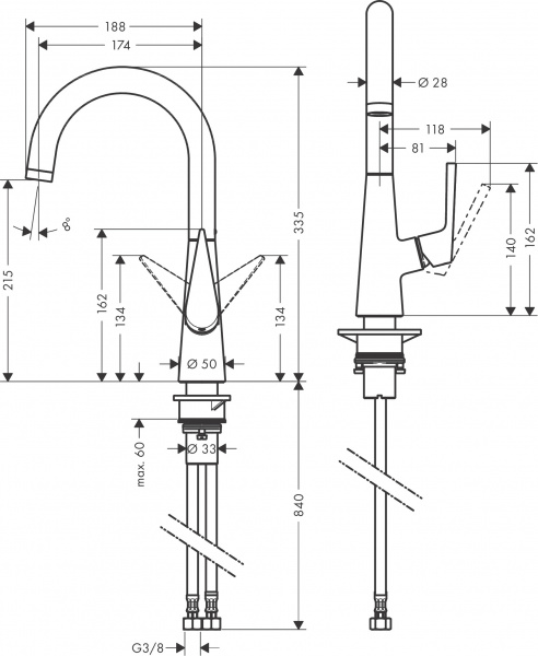 Фото смеситель для кухни hansgrohe metris 72814000
