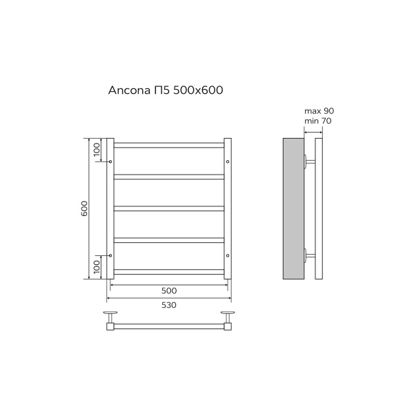Фото водяной полотенцесушитель azario ancona 50x60 см цвет: хром az75556