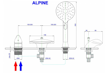 Фото смеситель на борт ванны royal bath alpine rb2102