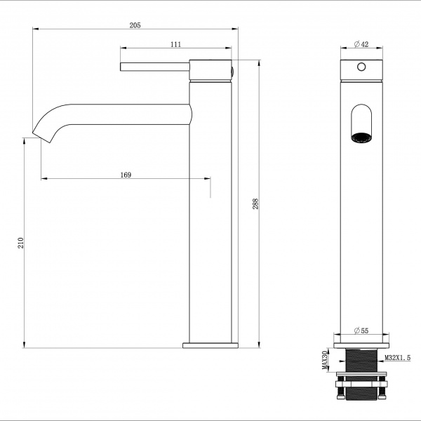 Фото смеситель для раковины wonzon & woghand цвет: никель ww-88239017-bn