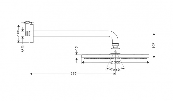Фото верхний душ с держателем hansgrohe raindance s 300 air 1jet 27493000