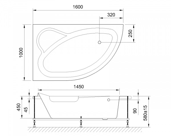 Фото акриловая ванна royal bath alpine comfort rb819101st-l 160x100 см