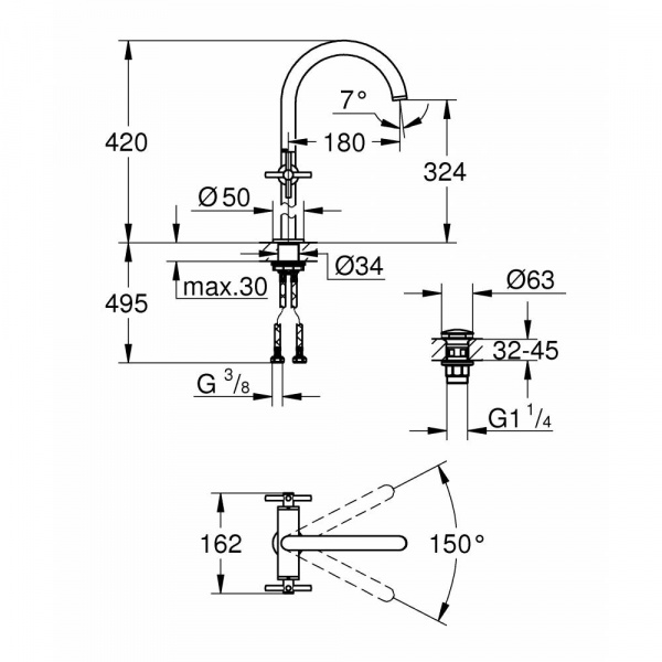 Фото смеситель для раковины grohe atrio new 21044003, цвет: хром