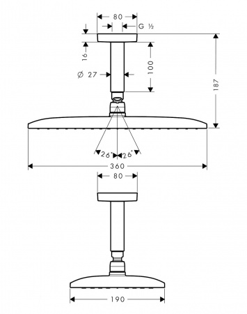 Фото верхний душ hansgrohe raindance e 360 air 1jet  27381000