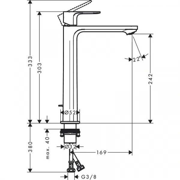 Фото смеситель для раковины hansgrohe rebris e 72581000