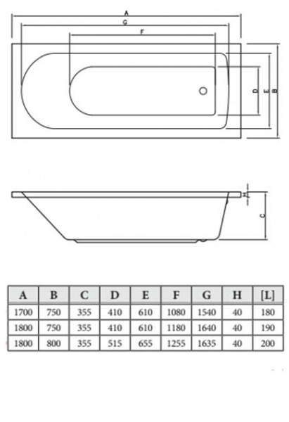 Фото акриловая ванна c-bath geba 180x75 см cbq009002