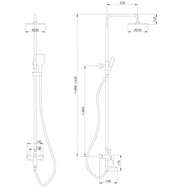 Фото душевая стойка abber wasserfal af8016n
