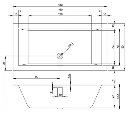 Фото акриловая ванна riho rethink cubic 180x90 см b107001005