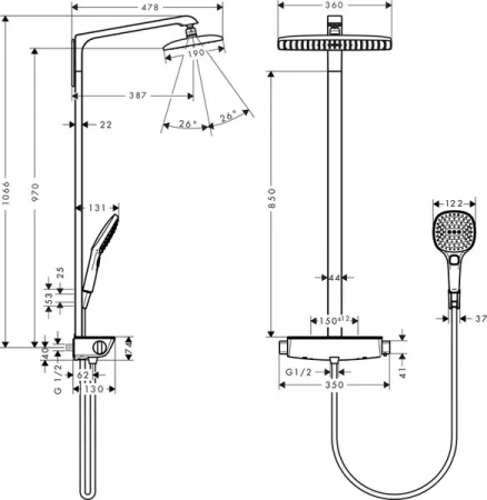 Фото душевая стойка hansgrohe raindance e 27286000