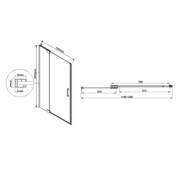 Фото душевая дверь vincea extra 120 см vdp-1e1112cl