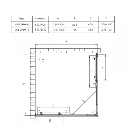 Фото душевое ограждение vincea rapid 100x100 см  vss-3r90/10mt