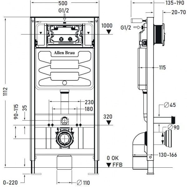 Фото инсталляция для унитаза allen brau pneumatic 9.11100.20