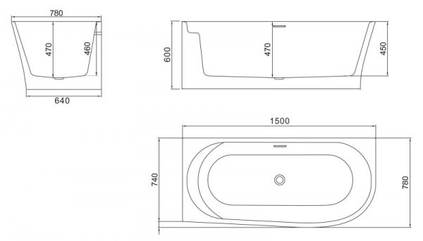 Фото акриловая ванна belbagno bb410-1500-780-l 150x78 см
