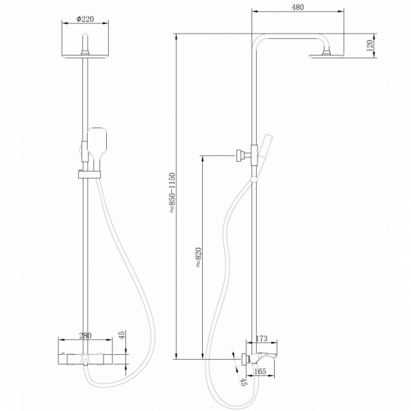 Фото душевая стойка abber thermostat af8516g