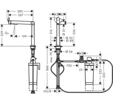 Фото смеситель для кухонной мойки hansgrohe aqittura 76804670