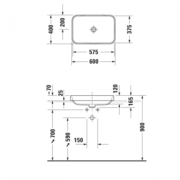 Фото раковина накладная duravit happy d.2 plus 60 см 2359600000