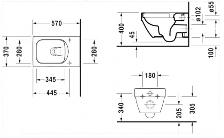 Фото унитаз подвесной безободковый duravit vero air 57 см 2525090000