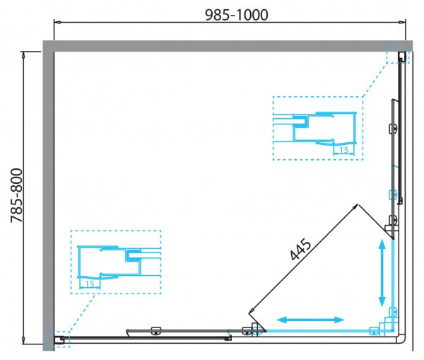 Фото душевое ограждение 	belbagno due 80x100 см due-ah-2-100/80-c-cr