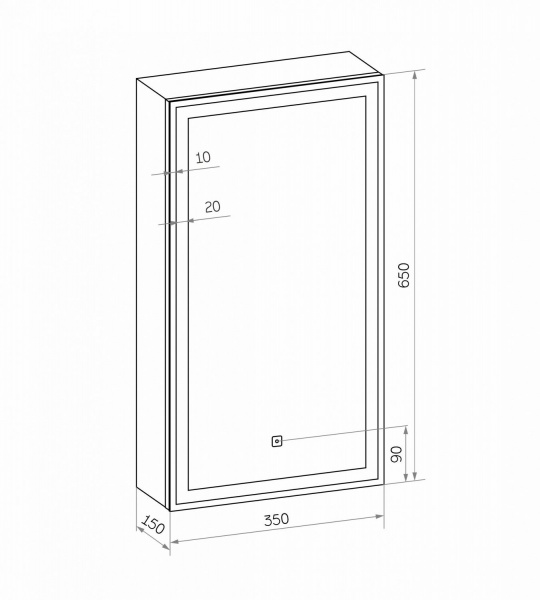 Фото зеркальный шкаф art&max vita 35 см am-tec-350-650-1d-l-ds-f-nero