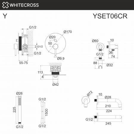 Фото душевой набор со встроенным смесителем whitecross y yset06cr, цвет: хром