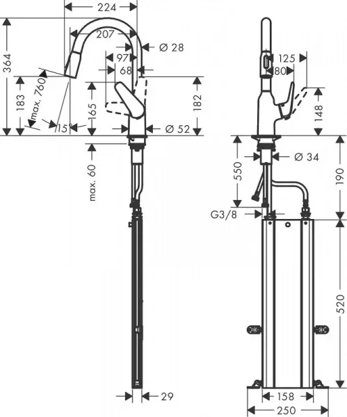 Фото смеситель для кухонной мойки hansgrohe focus 71821000
