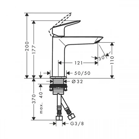 Фото смеситель для раковины hansgrohe logis 71252670