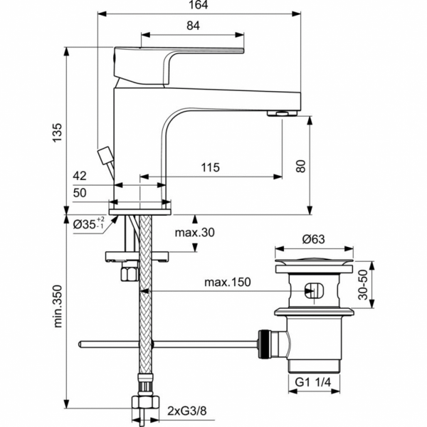 Фото смеситель для раковины ideal standard cerafine d bc685aa